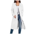thumbnail image 1 of idosla Zip Up Long Hoodie Jackets for Women Oversized Fleece Tunic Sweatshirt 2025 Fall Winter Casual Solid Coat With Pocket (White, S), 1 of 6