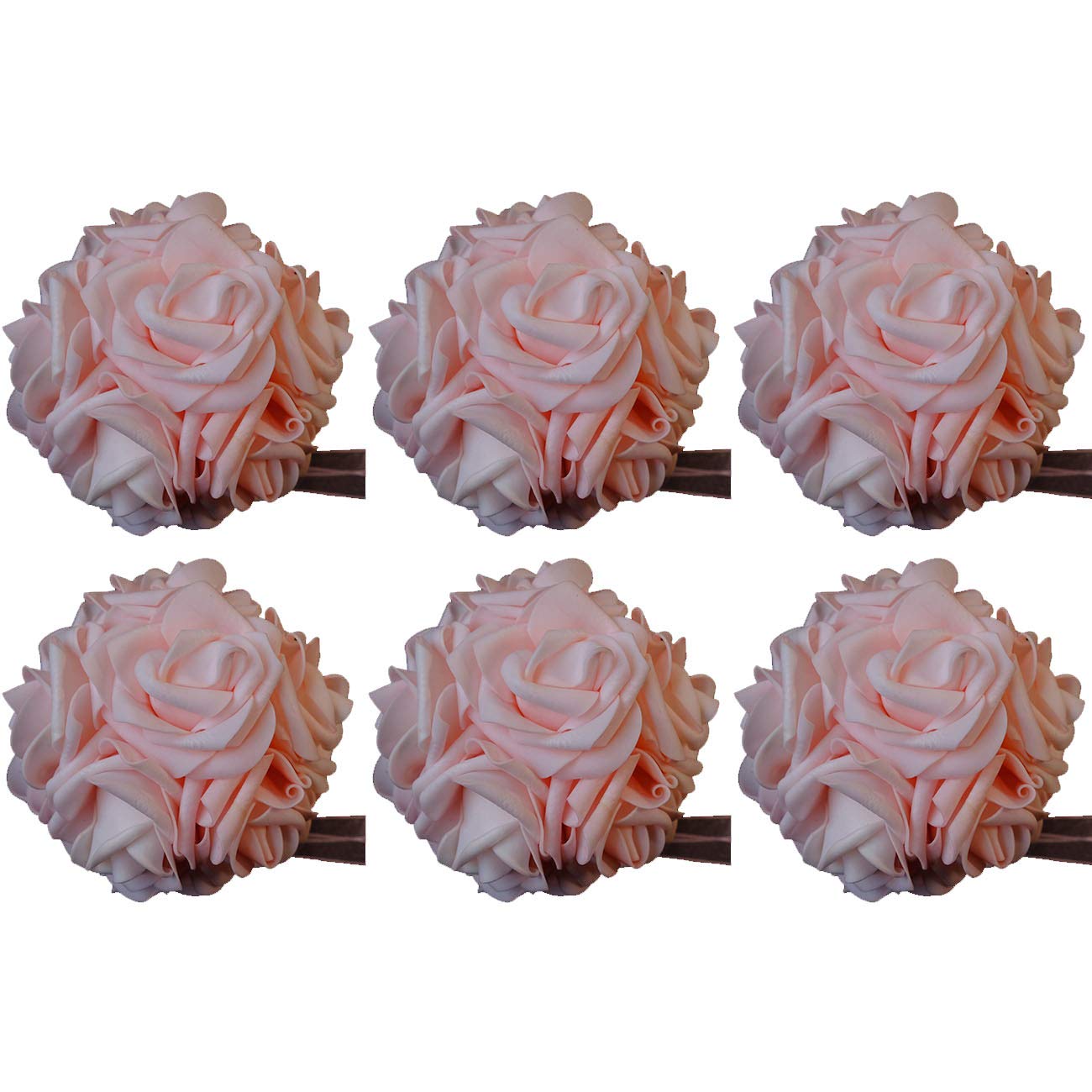 idyllic 5 Inches Kissing Flower Foam Ball Romantic Rose Pomander Pink for Wedding Centerpieces