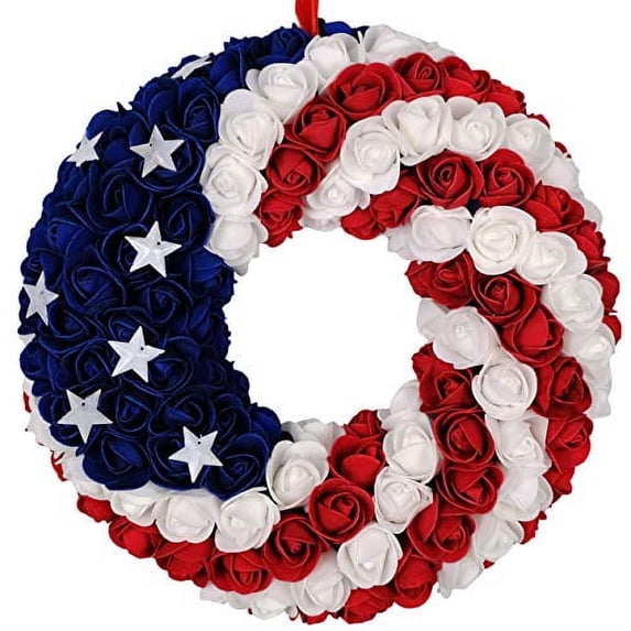 Idyllic Decorative Foam Patriotic Artificial Wreaths, Blue, 1