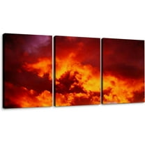 An idyllic color palette during a beautiful sunset along the Pacific 3 Piece Canvas Wall Art for Living Room Bedroom Office Framed Prints Pictures Painting Wall Decor Artwork for Walls Set of 3