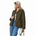 thumbnail image 1 of ieFashion Quilted Jackets for Women Lightweight Long Sleeve Button Down Jacket Warm Winter Coat Outerwear with Pockets, Green， S, 1 of 7