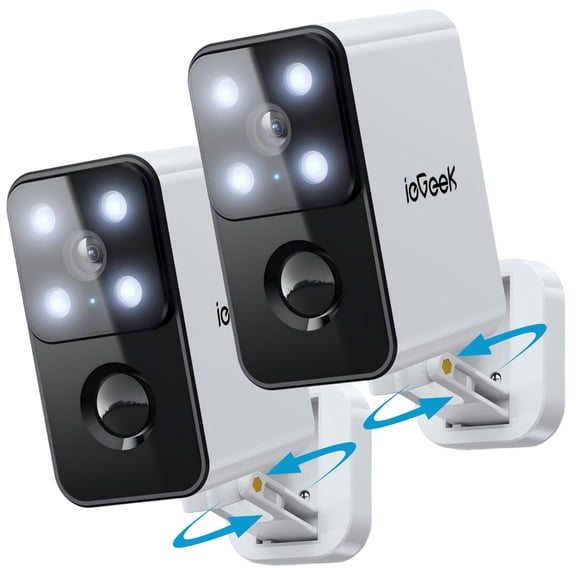 ieGeek 2K 180° Pan Wireless Outdoor Security Camera, Color Night Vision, Smart AI Detection, 2.4Ghz WiFi, 2-Way Audio, Waterproof, Battery Powered Home Surveillance Camera for Outdoor, Indoor，2Pack
