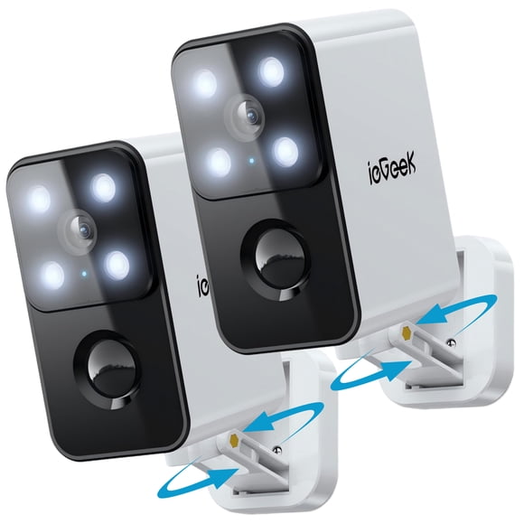 ieGeek 2K 180° Pan Wireless Outdoor Security Camera, Color Night Vision, Smart AI Detection, 2.4Ghz WiFi, 2-Way Audio, Waterproof, Battery Powered Home Surveillance Camera for Outdoor, Indoor，2Pack