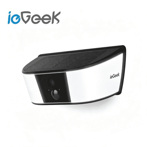 ieGeek 2K Security Camera Wireless Outdoor, Solar Wall Camera, Smart Siren, Spotlights, Color Night Vision, PIR Human Detection, Pan Tilt Control, 2-Way Talk