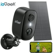 ieGeek Outdoor Solar Security Camera with Spotlight Siren, Wireless, WiFi, 2k/3mp Color Night Vision Outdoor Camera with AI Motion Detection, Work with Alexa (Supports Only 2.4Ghz Wi-Fi)