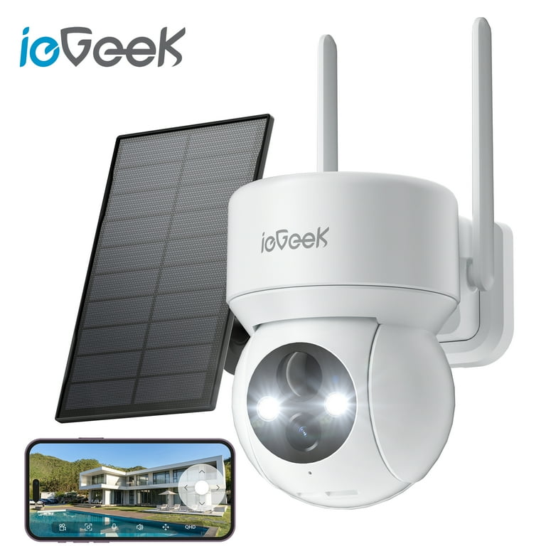 ieGeek Security Cameras Wireless Outdoor, 2K WiFi Solar Panel