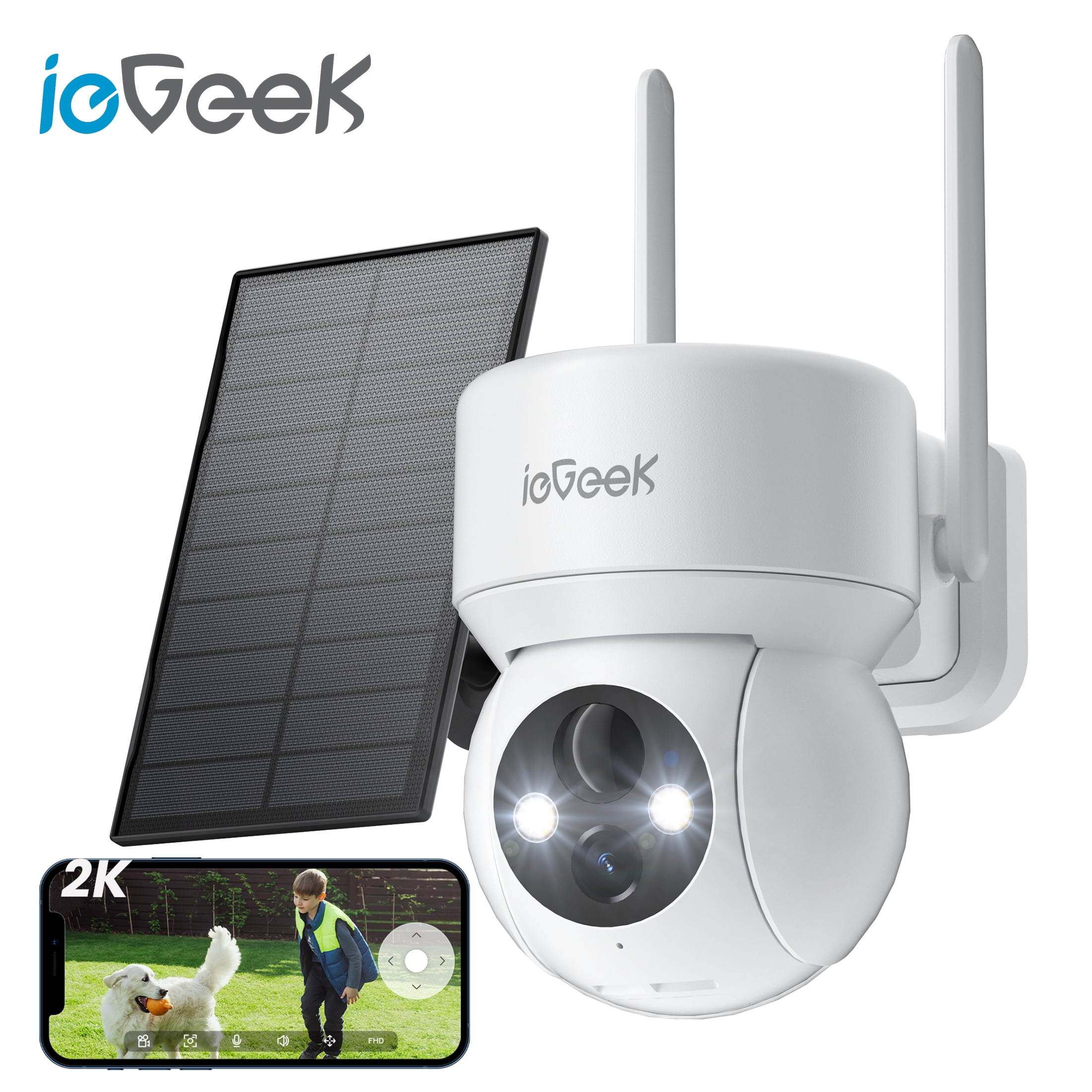 ieGeek Security Cameras Wireless Outdoor, 2K WiFi Solar