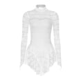 thumbnail image 1 of iefiel Womens Floral Lace Long Sleeve Mock Neck Figure Ice Skating Ballet Dance Leotard Tutu Dress Ivory L, 1 of 9