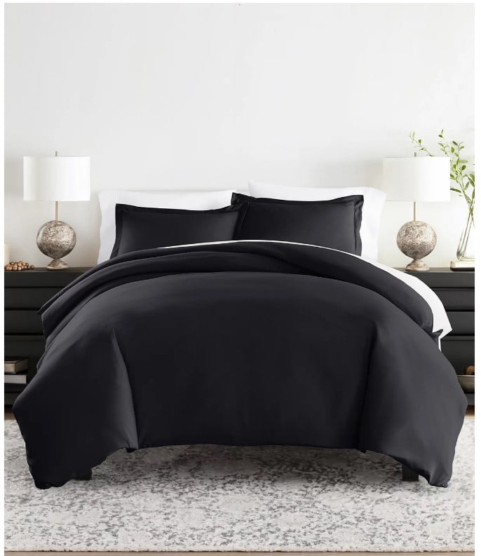 Ienjoy Home Soft Solid 3-pc Duvet Cover Set-Full/Queen -Black