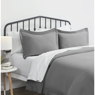 ienjoy Home Solid Print Duvet Sets, Full/Queen, Gray, 3-Pieces