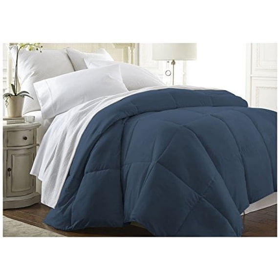 ienjoy Home Solid Print Microfiber/Polyester Plush Comforter Set, Full/Queen, Blue