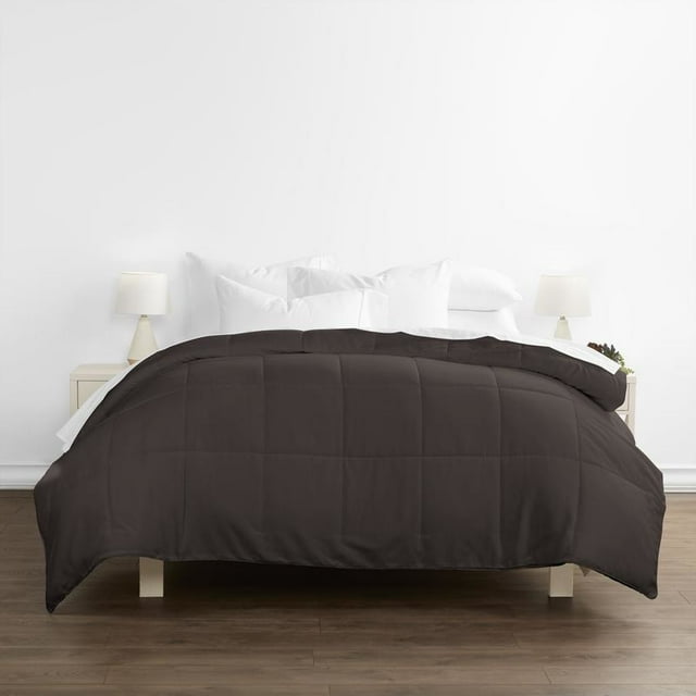 ienjoy Home Solid Print Microfiber/Polyester Plush Comforter Set, King, Gray