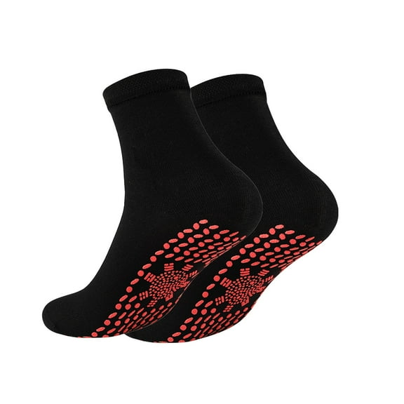 ievspot 1 Pair  Heated Socks Silicone Soles Mid-tube High Elasticity Solid Color Sport Socks Cold Weather Cozy Socks
