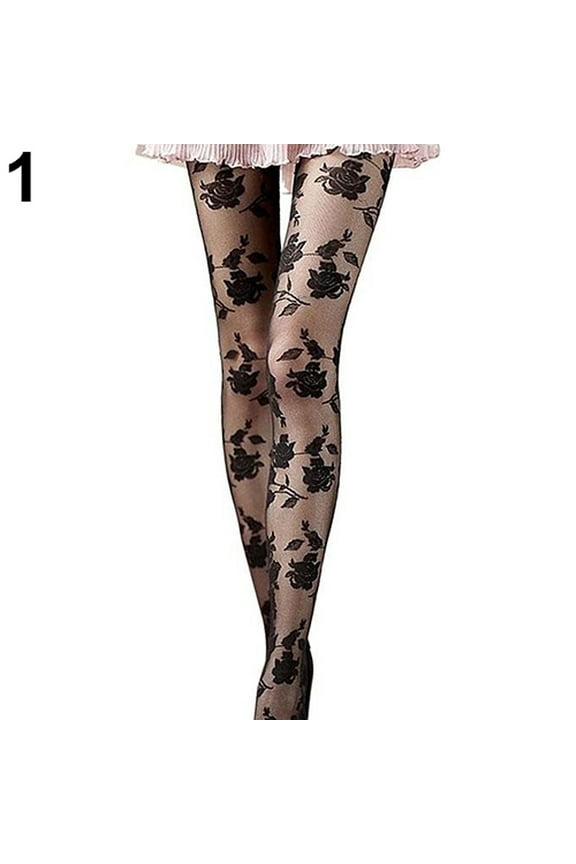 1 Pair Lace Patterned Tights Floral Stockings Pattern Leggings Tights Net Pantyhose for Women and Girls Supplies