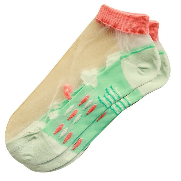 ievspot 1 Pair Ultra Thin Summer Socks Women Marine SeriesTransparent Lace Silk Stockings No Show Ankle Socks