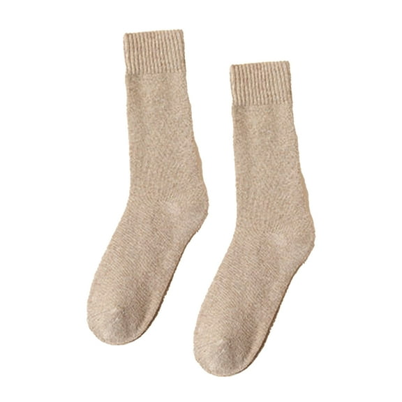 ievspot 1 Pair Unisex Socks Knitted Mid-tube Thick Plush Soft Warm Sweat Absorption Anti-slip Elastic Casual Floor Socks
