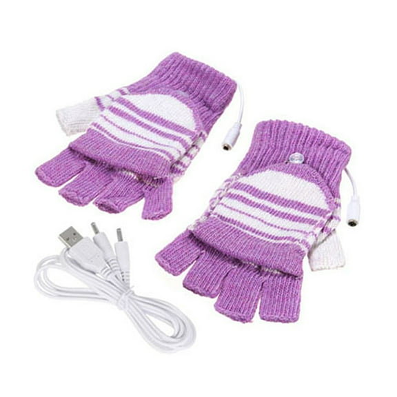 ievspot 1 Pair Unisex Women's & Men's USB Heated Gloves Mitten Winter Elastic Hands Warm Gloves