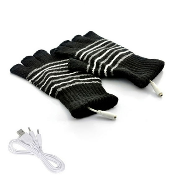 ievspot 1 Pair Unisex Women's & Men's USB Heated Gloves Mitten Winter Elastic Hands Warm Gloves
