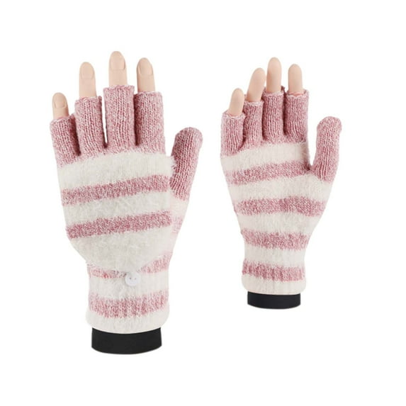 ievspot 1 Pair Winter Convertible Flip Top Gloves Fingerless Gloves Half Finger Mittens Cover for Women Men