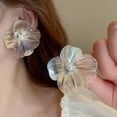 thumbnail image 1 of ievspot 1 Pair Women Flower Earrings Metal Faux Pearl Decor Large Petal Exaggerated Prom Cocktail Party Earrings Lady Ear Jewelry, 1 of 8