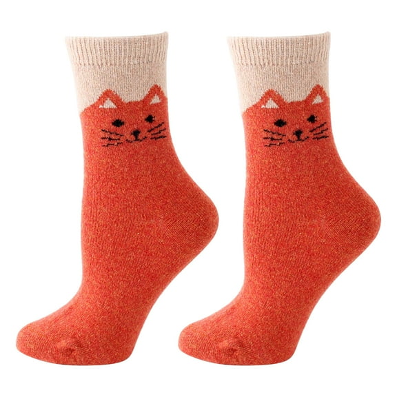 ievspot 1 Pair Womens Wool Socks Thick Knit Warm Winter Socks Soft Cute Cat Animal Socks Cozy Socks Gift