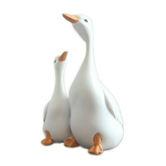 ievspot 1 Pcs Duck Sculpture Decor Resin Duck Garden Sculpture for Pond Crafts Landscape Home Ornament Garden Lawn Decoration (White)