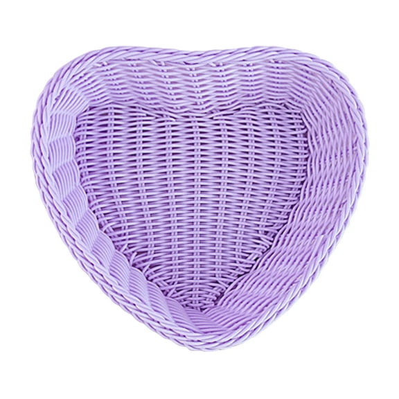 ievspot 1 Pcs Hand-Woven Small Plastic Baskets, Rectangular Heart Shaped Storage Baskets for Countertop Home Decor