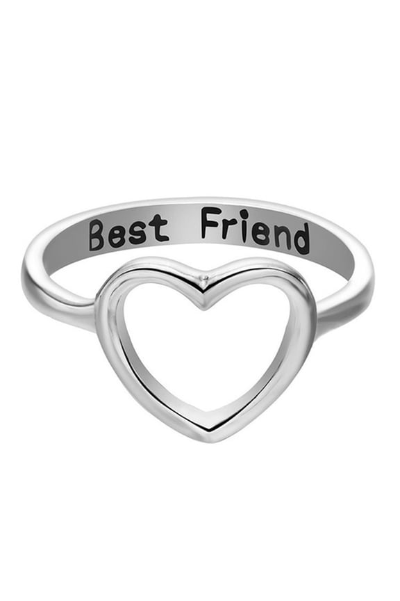 1 Pcs Love Heart Rings for Friendship Geometric Hollow Peach Heart Engraved Letter Index Finger Rings
