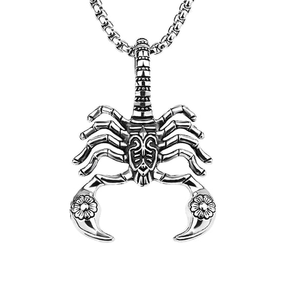 ievspot 1 Pcs Men's Large Heavy Stainless Steel Pendant Necklace Silver Black Scorpion Necklace Gothic Pendant Necklace