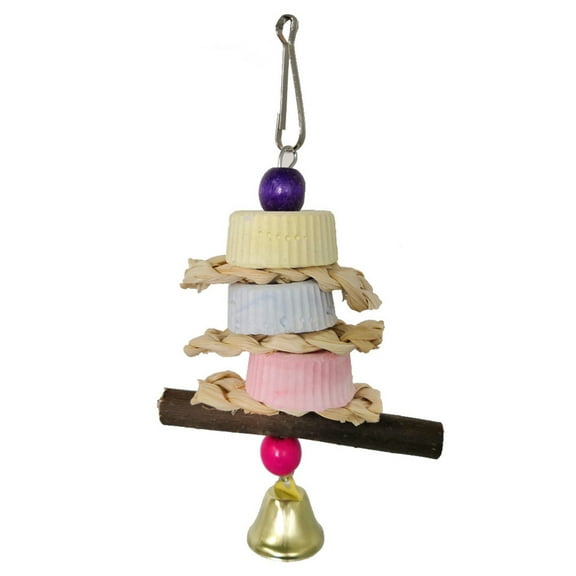 ievspot 1 Pcs Parrot Chewing Toy Bird Beak Grinding Stone with Bell Hanging Block for Cockatiel Conure African Grey Amazon Parrots Parakeet Cockatiel Climbing Playing