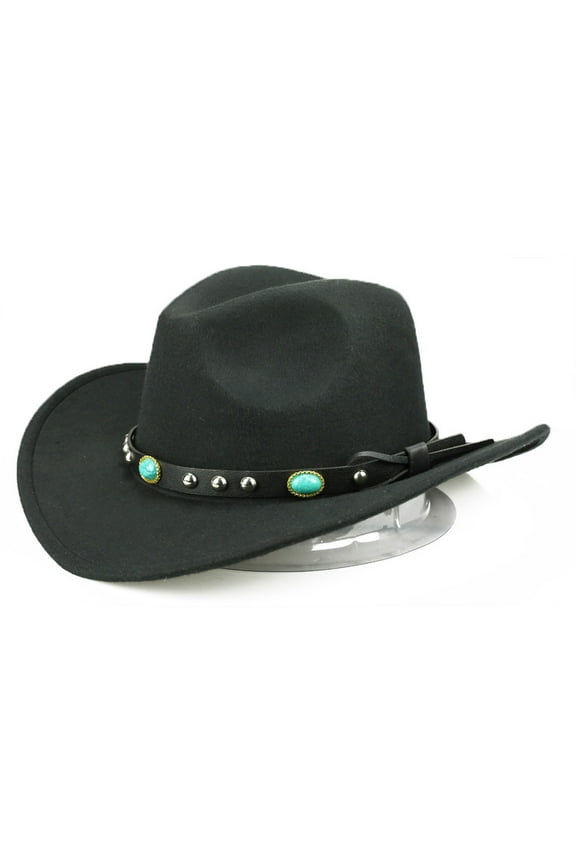 1 Pcs Shapeable Western Cowboy Hat for Men Women Felt Fedoras Cap Outback Cowgirl Jazz Hats with Belt Buckle