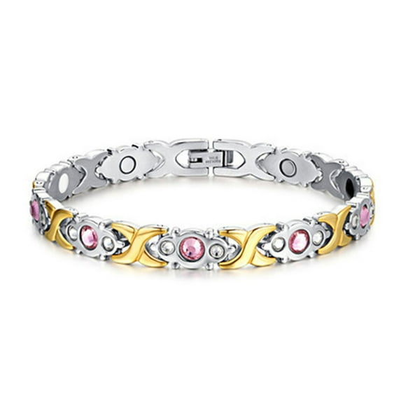 ievspot 1 Pcs Thick Chain Buckle Closure Women Bracelet Shiny Magnetic Health Energy Bracelet Jewelry Accessory