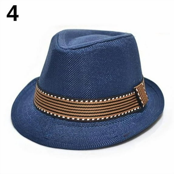 ievspot 1 Pcs Unisex Kid Boys Girls Fedora Hat Fashion Cool Jazz Cap Pitched Crown Short Brim Hat Cotton Photography Top Sun Hats