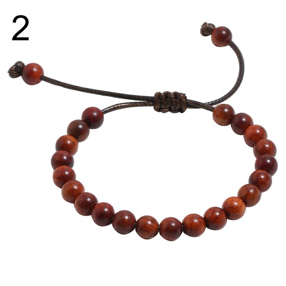 ievspot 1 Pcs Wooden Beaded Adjustable Braided Rope Gemstone Bracelets,Essential Oil Diffuser Yoga Beaded Bangle