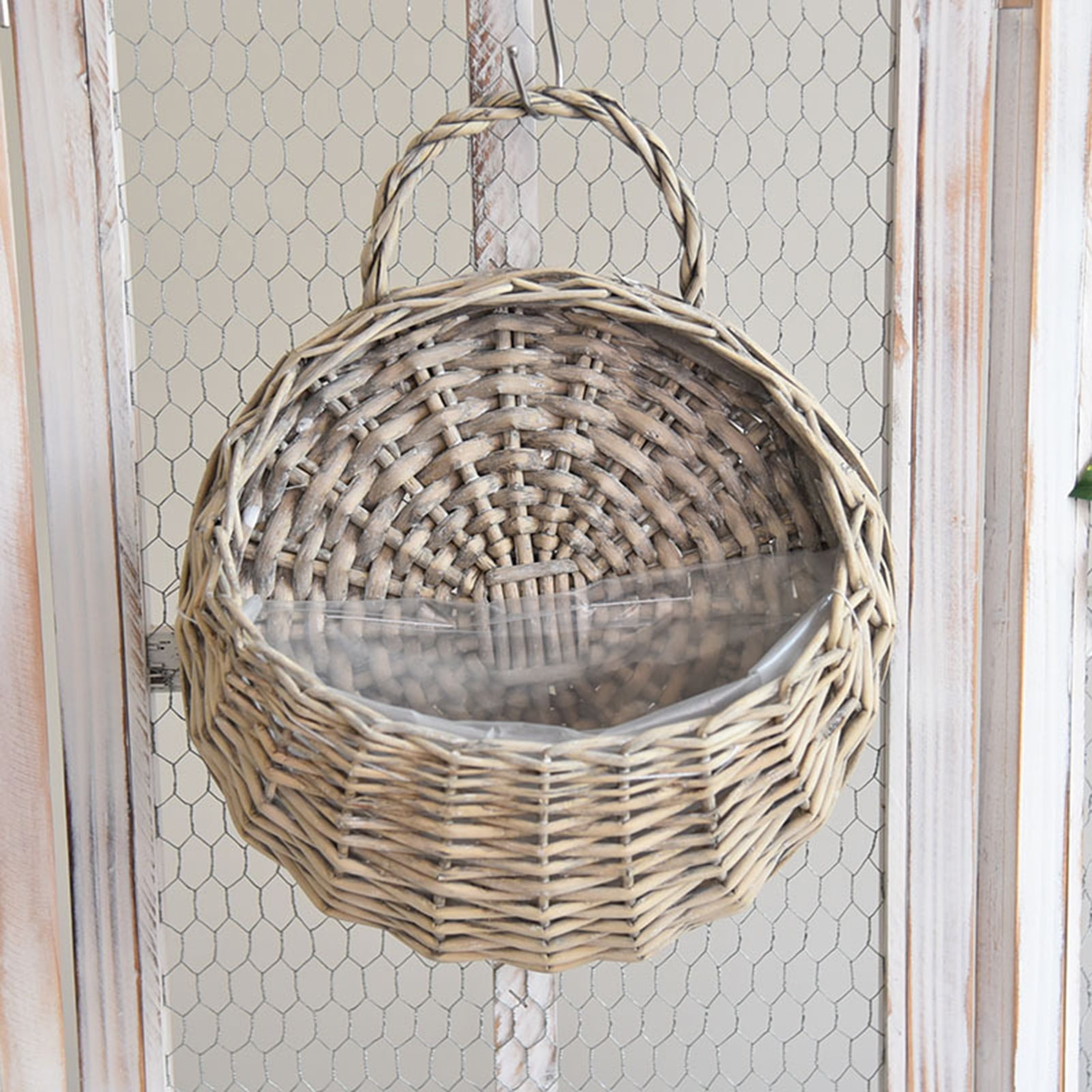 ievspot 1 Set Rattan Wicker Hanging Flower Pot, Half Round Rattan ...