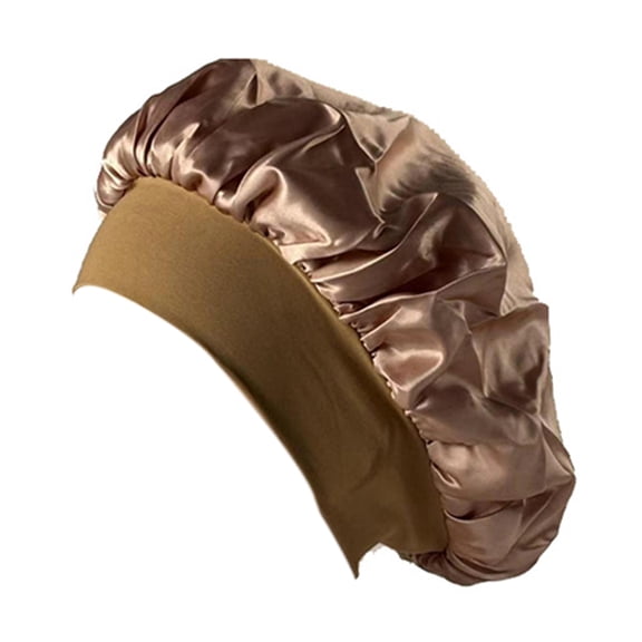 ievspot 1 pcs Nightcap with Elastic Wide Band Extra Large Sleeping Satin Bonnet High Density Women Braids Curly Night Hat Sleeping Cap for Home Salon