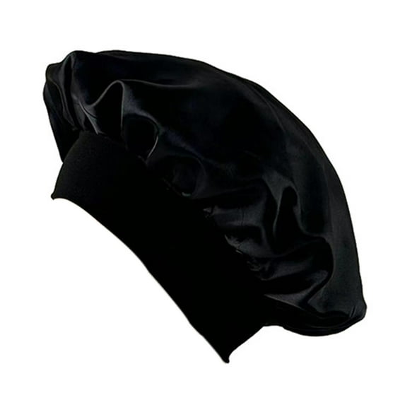 ievspot 1 pcs Nightcap with Elastic Wide Band Extra Large Sleeping Satin Bonnet High Density Women Braids Curly Night Hat Sleeping Cap for Home Salon