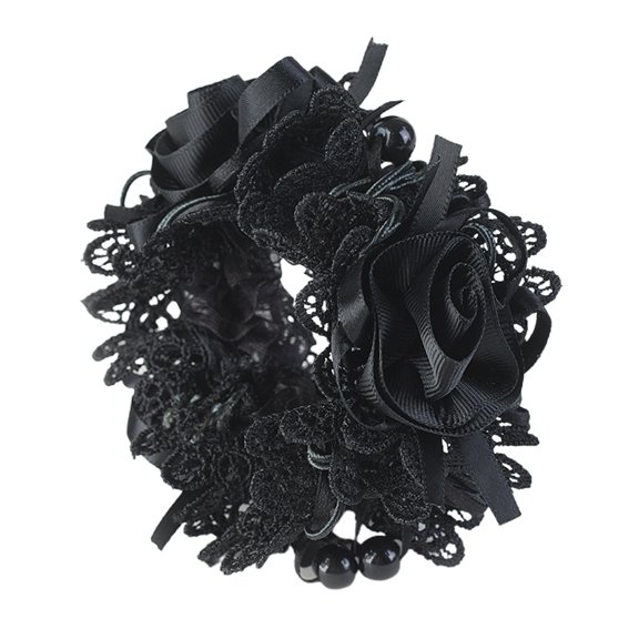 ievspot 1Pcs Elegant Lace Scrunchies Hair Ties for Women Girls,Flower Scrunchy Hairtieswith Pearl for Thick Curl Hair Accessories