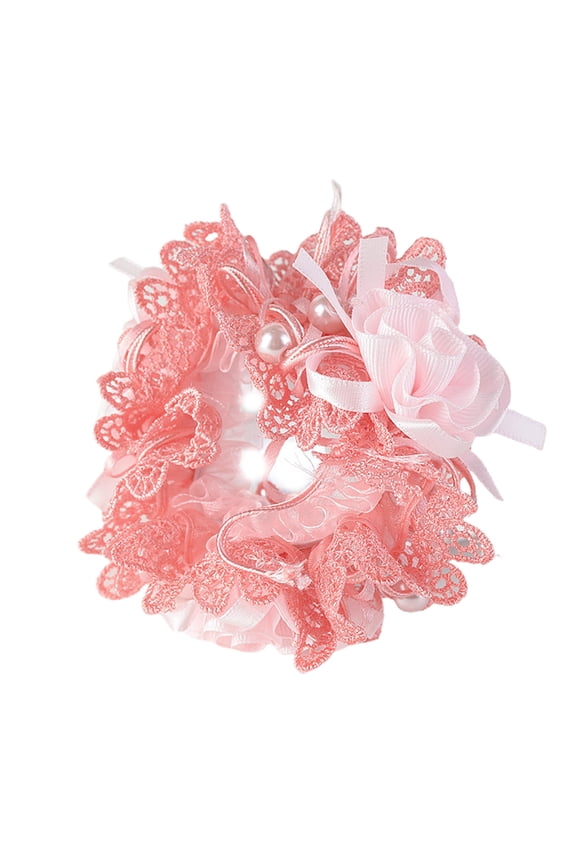 1Pcs Elegant Lace Scrunchies Hair Ties for Women Girls,Flower Scrunchy Hairtieswith Pearl for Thick Curl Hair Accessories