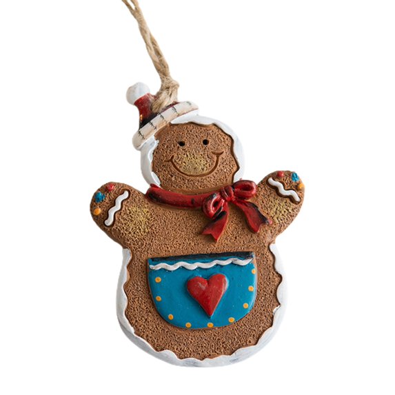 ievspot 1Pcs Resin Gingerbread Man Christmas Tree Ornaments Holiday Decorations