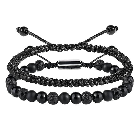ievspot 2 Pcs Men Handwoven Bracelet Beaded Matte Agate Stone Healing Spiritual Bracelet Birthday Gifts Men Jewelry