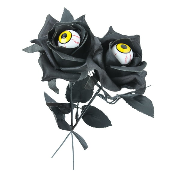 ievspot 2Pcs  Halloween Artificial Flowers Realistic Eyeball Rose Bouquet Long Stem Floral Decor Home Party Decoration Festive Atmosphere Prop