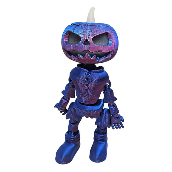 ievspot 3D Printed Pumpkin Man Figurine Movable Joints Halloween Spooky Pumpkin Figure Articulated Pumpkin Model Toy Desktop Decoration Ornament
