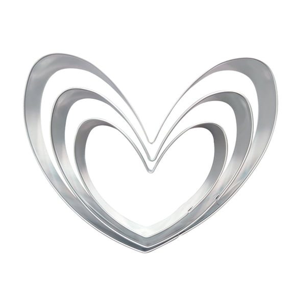 ievspot 3Pcs Cookie Mold Stainless Steel Heart Shape Cookie Cutter Set for Cake Decoration