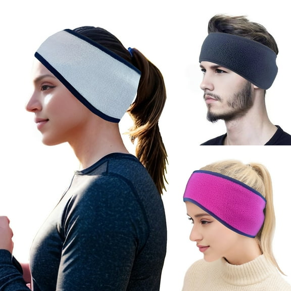 ievspot 3Pcs  Ponytail Headband for Jogging Winter Polar Fleece Earmuffs Ear Protection Running Headband Outdoor Travel Accessory