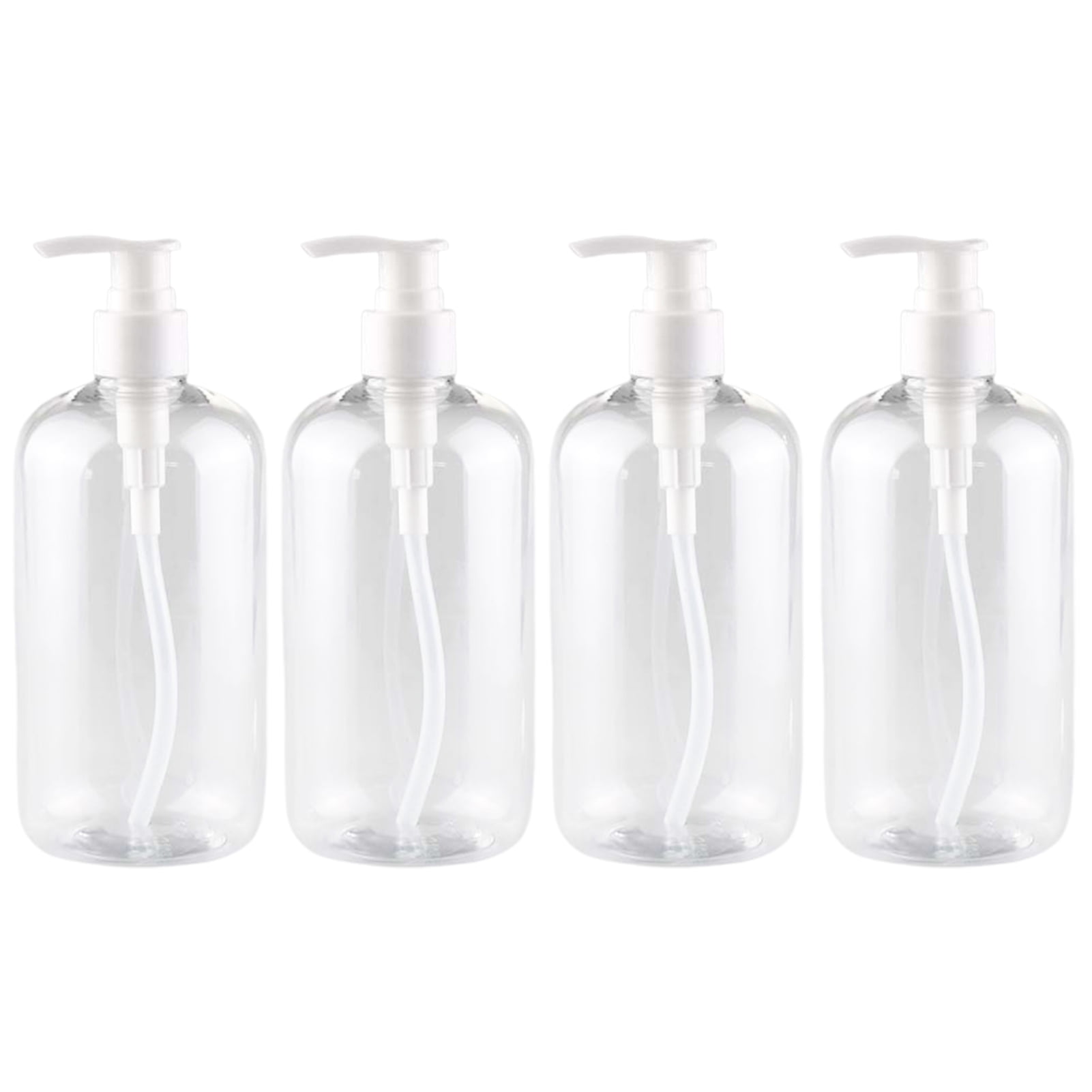 ievspot 4PCS Clear Hand Soap Dispenser Bottle for Liquid Lotion Shampoo Detergent, 500ml Plastic Refillable Press Bottles for Hotel Kitchen Bathroom Home