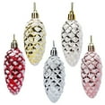 thumbnail image 1 of ievspot 5Pcs Christmas Plastic Pine Cone Ornament Colorful Shiny Glitter Christmas Tree Hanging Decoration DIY Accessories Home New Year Party Decoration, 1 of 8