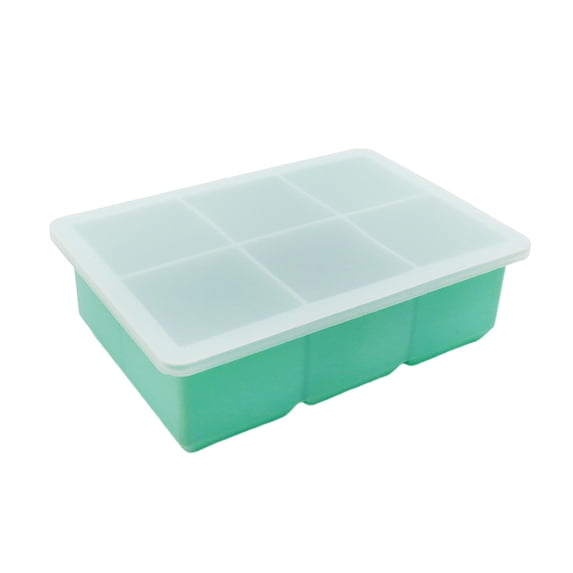 ievspot 6-Cell Deep Grid Ice Tray with Leak-proof Transparent Lid, Food-grade and Reusable Wide-bottom Ice Maker Mold for Freezer