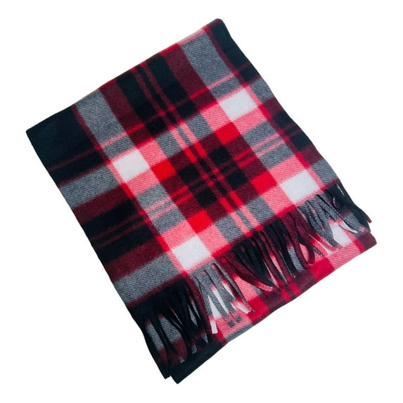 ievspot Adult Scarf Double-Sided Velvet Soft Plaid Pattern Autumn Winter Scarf with Tassel Men Women Warm Shawl