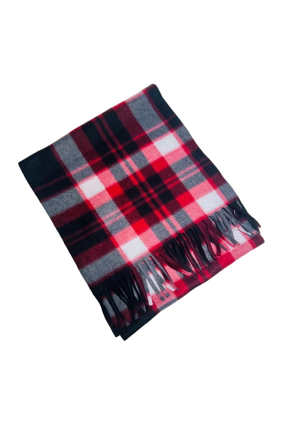 Adult Scarf Double-Sided Velvet Soft Plaid Pattern Autumn Winter Scarf with Tassel Men Women Warm Shawl